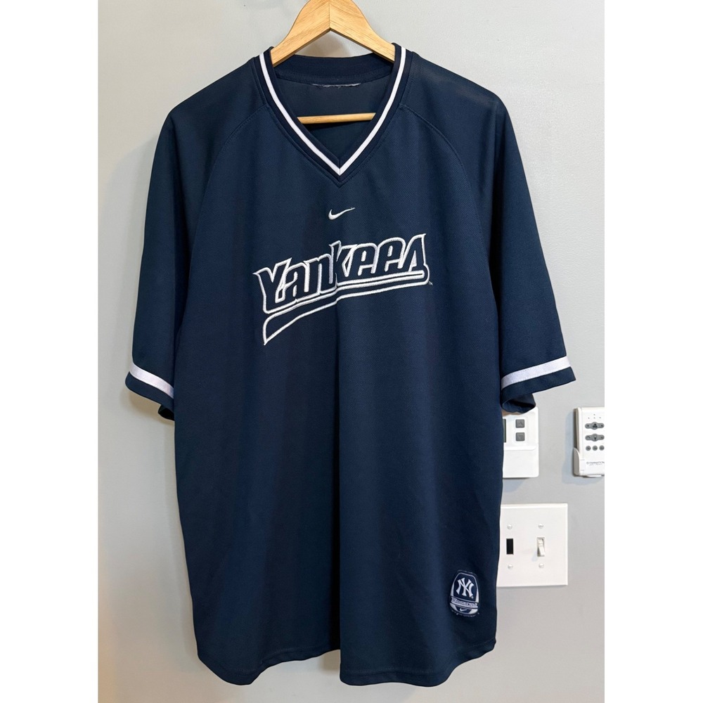 Nike New York Yankees Baseball Jersey Men's Navy V-Neck Short Sleeve